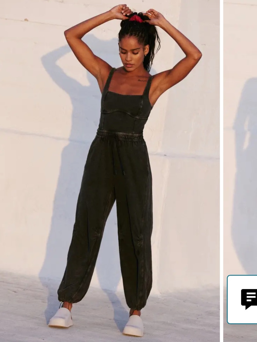 Free People Women's Black Jumpsuit with Cinched Ankles